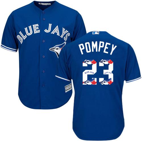 Blue Jays #23 Dalton Pompey Blue Team Logo Fashion Stitched MLB Jersey